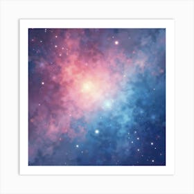 Soft Watercolor Space With Dreamy Galaxy Colors 1 Art Print