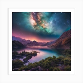 Milky Sky Over Lake Art Print