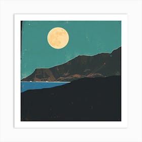 Full Moon Over The Ocean Art Print