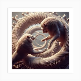 Lions In A Spiral Art Print