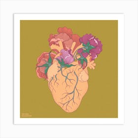Flower Heart Square Art Print