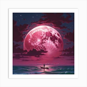 Pink Moon Canvas Print 1 Art Print