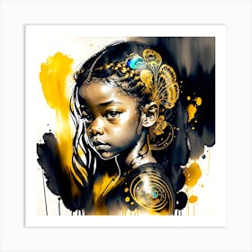 Girl With Feathers Art Print