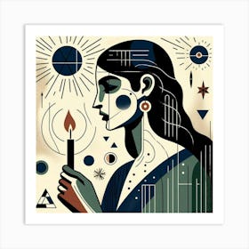 Woman Holding A Candle Art Print