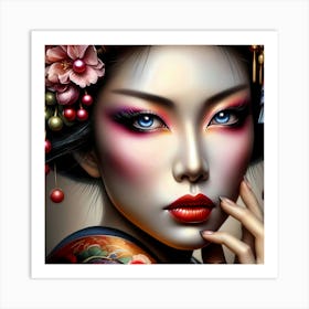 Japan Traditional Geisha Illustration By Ad 45 Art Print