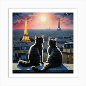 Cats In Paris Art Print