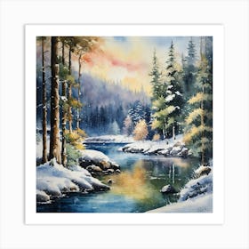 Winter Landscape Painting 1 Art Print