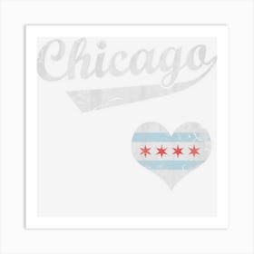 Chicago Flag Heart Love Vintage Distressed Art Print