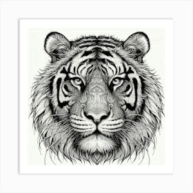 Line Art tiger 5 Art Print