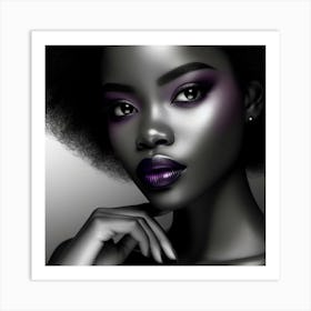 Black Woman With Purple Makeup Art Print