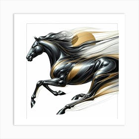 Black Horse Abstract Illustration Art Print