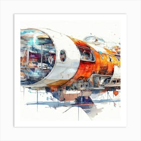 Spaceship Watercolor Art Print