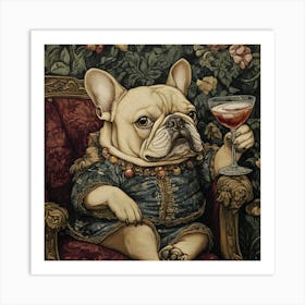 Tapestry Frenchie Drinking 3 Art Print