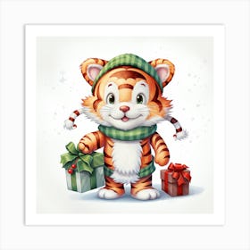 Christmas Tiger 1 Art Print