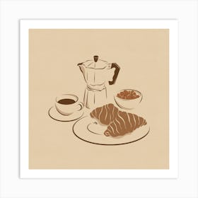 Croissants and Coffee Art Print