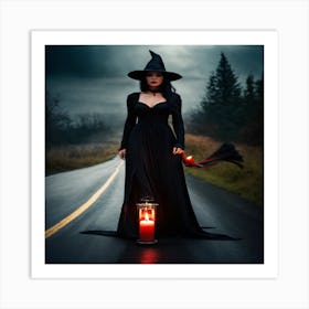 Witch On The Road Art Print