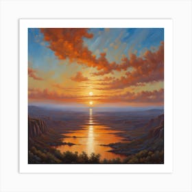 Sunset Over The River Art Print