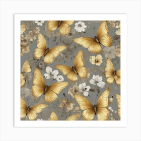 Golden Butterflies 28 Art Print