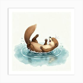 Otter In The Water Art Print