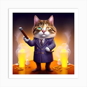 Cat In Suit Art Print