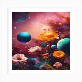 Flowers In Space 1 Art Print