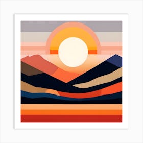 Sunset In The Mountains Abstract Art Print