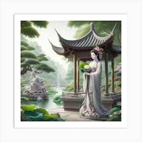 A statue of liyi princess and her garden Art Print