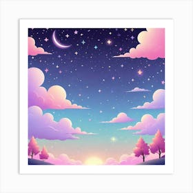 Sky With Twinkling Stars In Pastel Colors Square Composition 210 Art Print