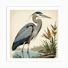 Default Vintage Audubon 1 Great Blue Heron Art 0 Art Print