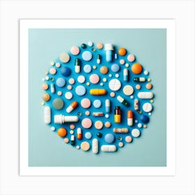 Meds On Blue Background Art Print