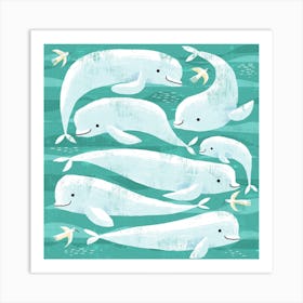 Beluga Whales Square Art Print