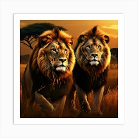 Serengeti National Park Lions Art Print