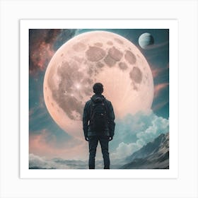 Man Looking At The Moon Art Print