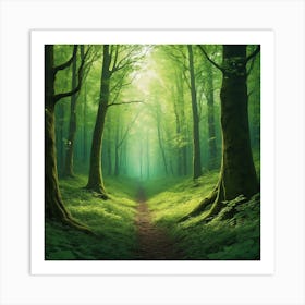 Green Forest Path Art Print