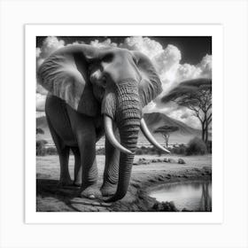 Black And White Elephant Art Print