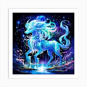 Blue Unicorn Art Print