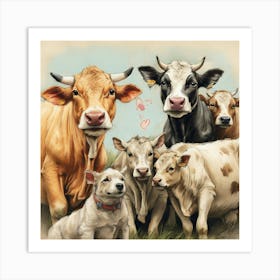 Family Of Cows 1 Art Print