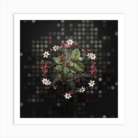 Vintage Carolina Allspice Flower Wreath on Dot Bokeh Pattern n.0583 Art Print