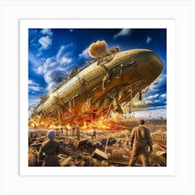 Apocalypse. Airship crash. Art Print