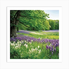 Captivating Composition Of Natures Lush Green Canvas Where An Array Of Spring Blooms From Delicate Art Print