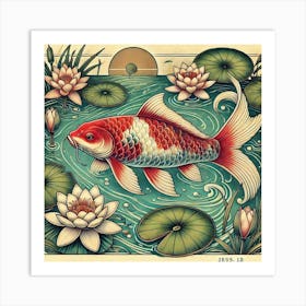 Tattoo Koi Fish 3 Art Print