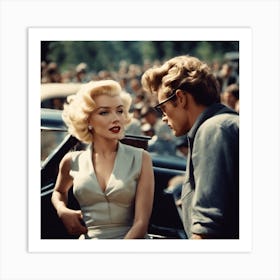 Marilyn Monroe And James Dean gazing at each other Art Print