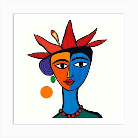 Woman With Flower Headdress Art Print