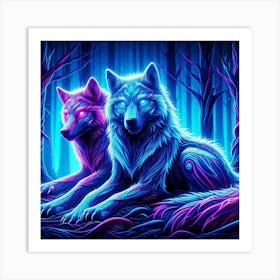 Cosmic Electric Wolves 4 Art Print
