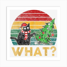 Funny Christmas Shirt Cat Wearing Santa Hat Cat Owners Women Art Print