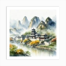 China Watercolor Art Print