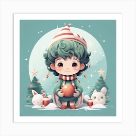 Elf in Christmas Stuff Art Print