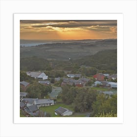 Sunset Over A Small Town Art Print