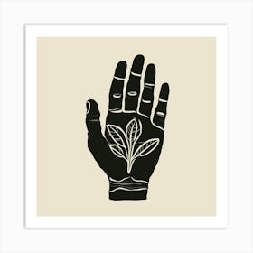 Hand With Leaf Art Print