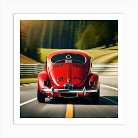 Red Volkswagen Beetle Art Print